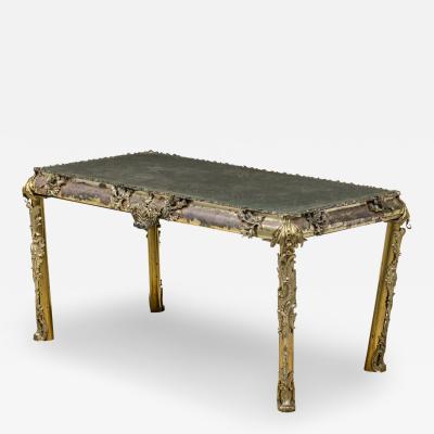English Georgian Silver Plate and Bronze Coffee Low Table