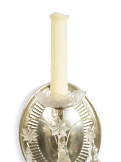 English Georgian Silver Plate and Crystal Wall Sconces
