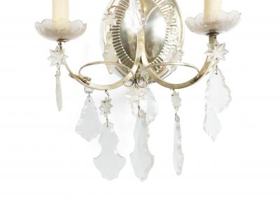 English Georgian Silver Plate and Crystal Wall Sconces
