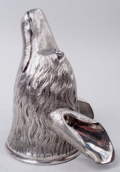 English Georgian Sterling Silver Fox Stirrup Cup with Armorial 1782