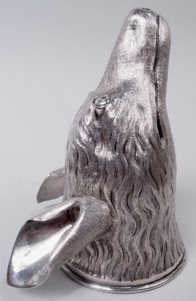 English Georgian Sterling Silver Fox Stirrup Cup with Armorial 1782