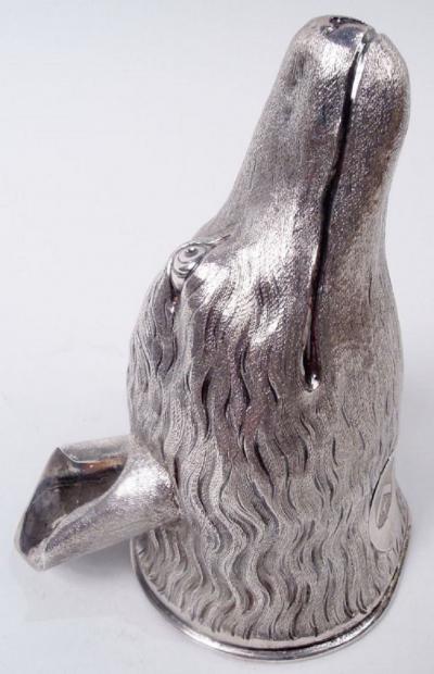 English Georgian Sterling Silver Fox Stirrup Cup with Armorial 1782