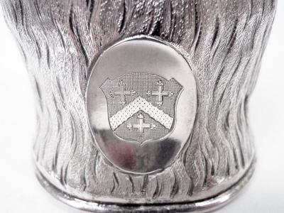 English Georgian Sterling Silver Fox Stirrup Cup with Armorial 1782