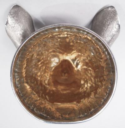English Georgian Sterling Silver Fox Stirrup Cup with Armorial 1782