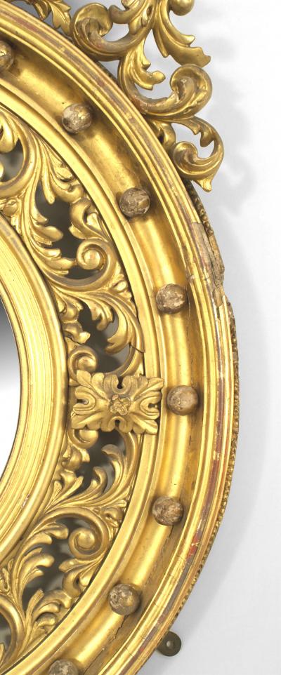 English Georgian Style Gilt Convex Wall Mirror