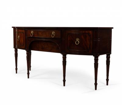 English Georgian Style Mahogany Bow Front Credenza