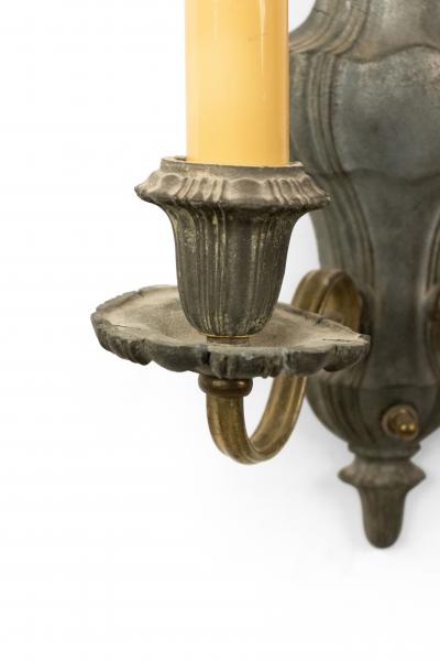 English Georgian Style Pewter and Brass Vasiform Wall Sconces