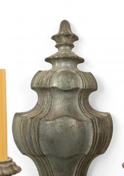 English Georgian Style Pewter and Brass Vasiform Wall Sconces