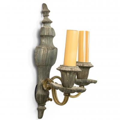 English Georgian Style Pewter and Brass Vasiform Wall Sconces