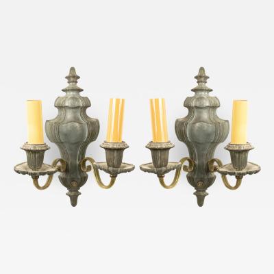 English Georgian Style Pewter and Brass Vasiform Wall Sconces