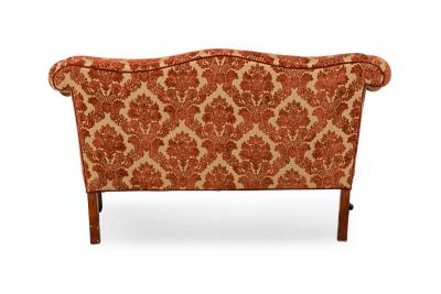 English Georgian Style Red and Gold Damask Loveseat