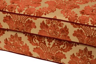 English Georgian Style Red and Gold Damask Loveseat