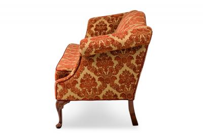 English Georgian Style Red and Gold Damask Sofa