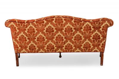 English Georgian Style Red and Gold Damask Sofa