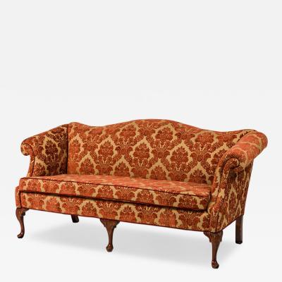 English Georgian Style Red and Gold Damask Sofa