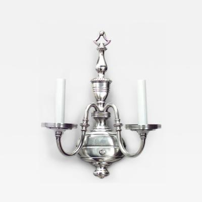 English Georgian Style Silver Plate Wall Sconces