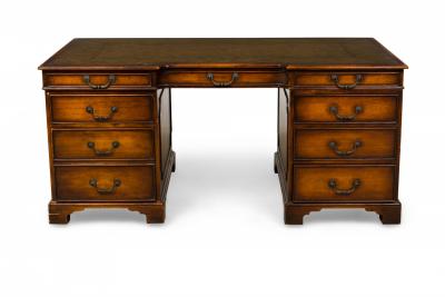 English Georgian Style Wooden Kneehole Partners Desk
