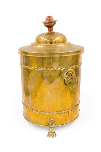 English Georgian style Brass Round Bucket With Lid