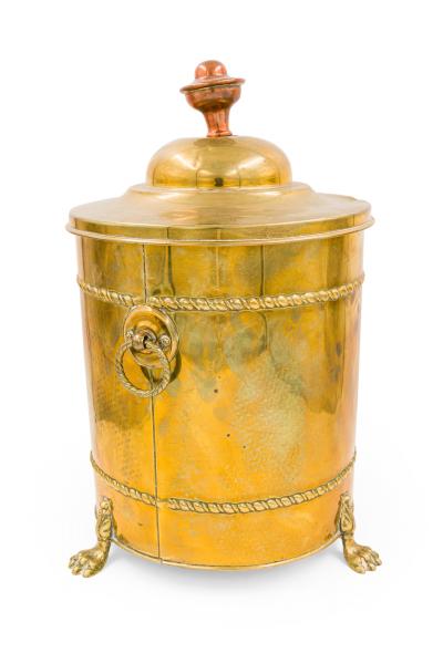 English Georgian style Brass Round Bucket With Lid