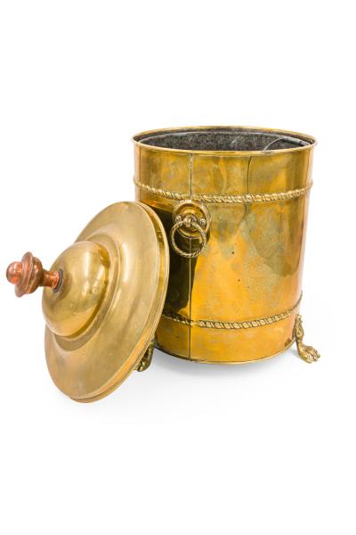 English Georgian style Brass Round Bucket With Lid