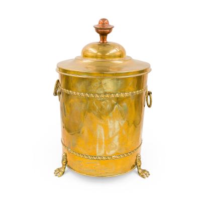 English Georgian style Brass Round Bucket With Lid