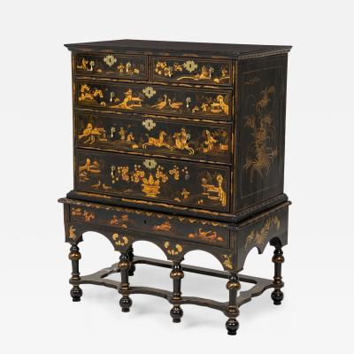 English Georgian style Highboy Chest Chinoiserie Style