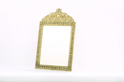 English Gilt Brass Framed Beveled Vanity Mirror