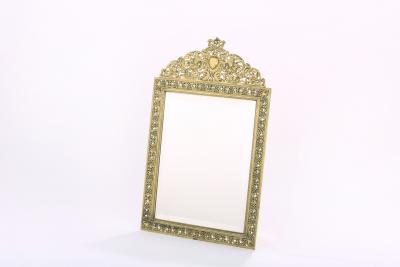 English Gilt Brass Framed Beveled Vanity Mirror