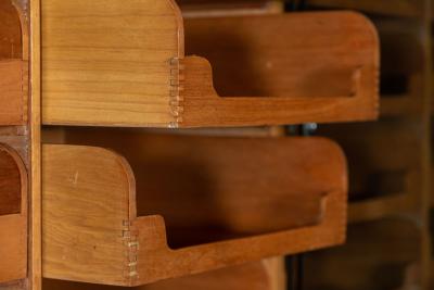 English Glazed Oak Haberdashery Cabinet