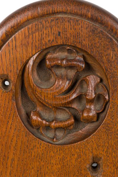 English Gothic Bronze Faucet Oak Wall Plaque