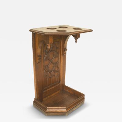 English Gothic Oak Umbrella Stand