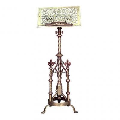 English Gothic Revival Brass Lectern Music Stand