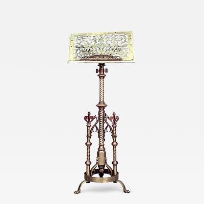 English Gothic Revival Brass Lectern Music Stand