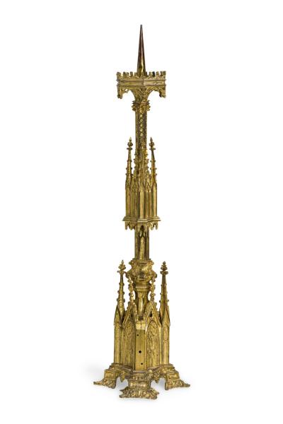 English Gothic Revival Bronze Dore Altar Candlestick