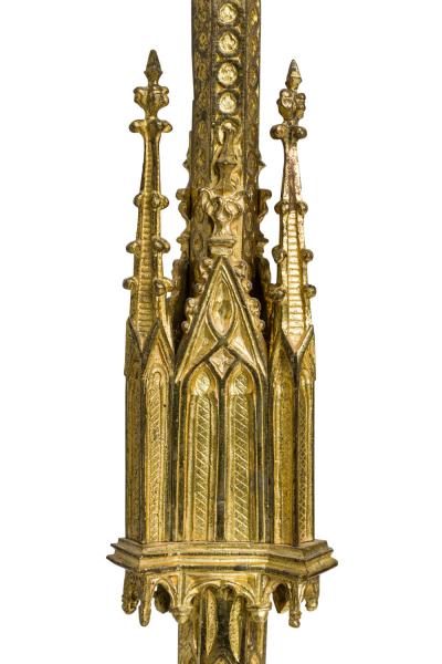 English Gothic Revival Bronze Dore Altar Candlestick