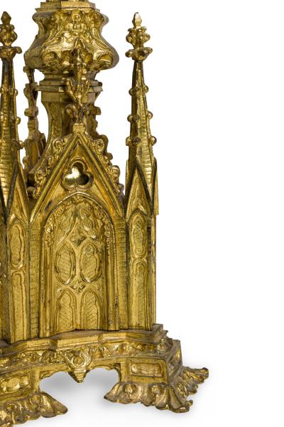 English Gothic Revival Bronze Dore Altar Candlestick