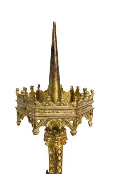 English Gothic Revival Bronze Dore Altar Candlestick