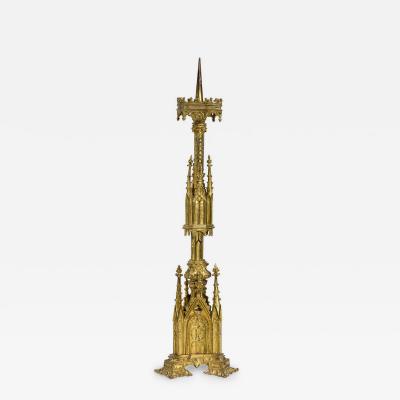 English Gothic Revival Bronze Dore Altar Candlestick
