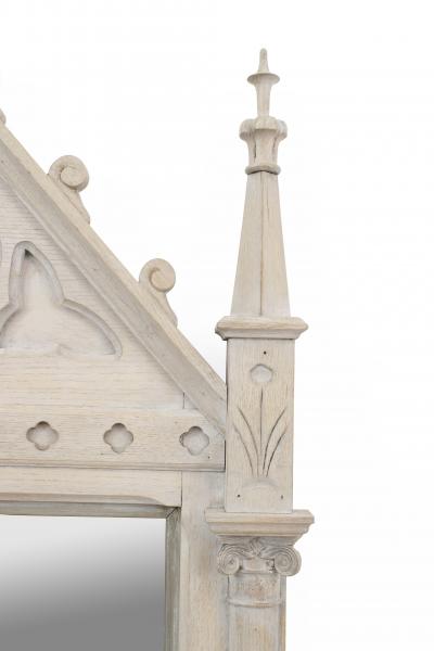 English Gothic Revival Late 19th Cent Bleached Oak Wall Mirror