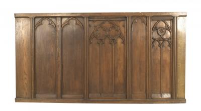 English Gothic Revival Oak Panel Railings