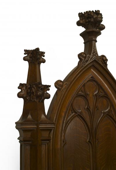 English Gothic Revival Red Velvet Throne Chair