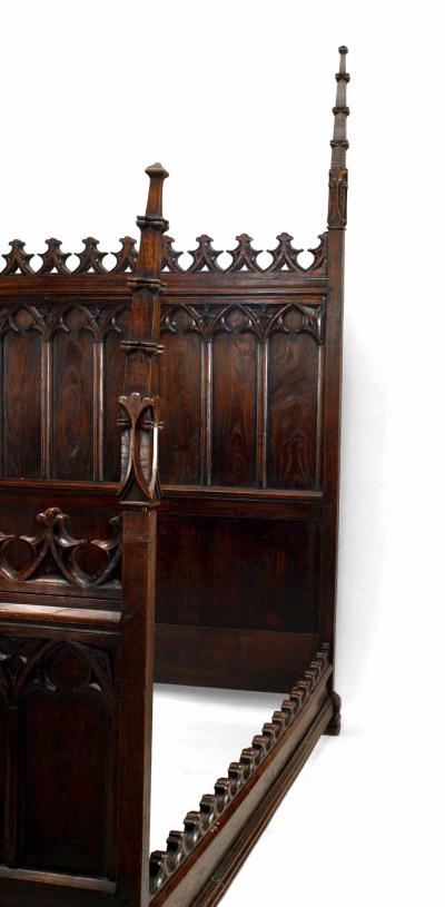 English Gothic Revival Walnut Full Size Bed