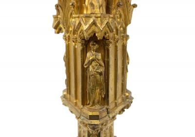 English Gothic Style Bronze Dore Altar Candlesticks