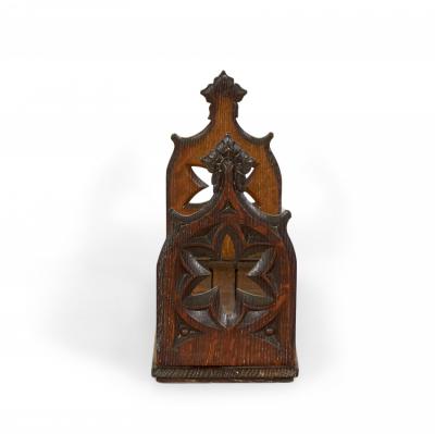 English Gothic Style Carved Oak Expanding Bookends