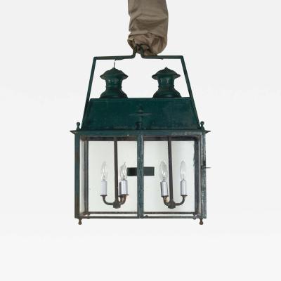 English Green Tole Painted Double Lantern Circa 1880