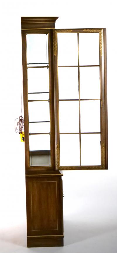 English Hand Painted Decorated Wood Chinoiserie Display Cabinet