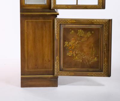 English Hand Painted Decorated Wood Chinoiserie Display Cabinet
