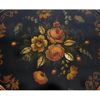 English Hand Painted Tilt Top Tables Pair 19th Century