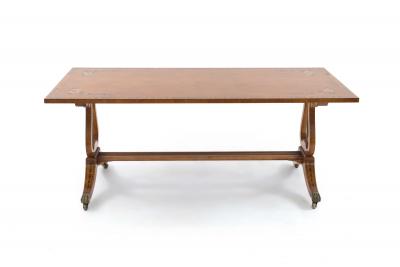 English Hepplewhite Style Satinwood Lyre Base Coffee Table