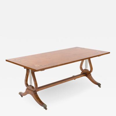 English Hepplewhite Style Satinwood Lyre Base Coffee Table